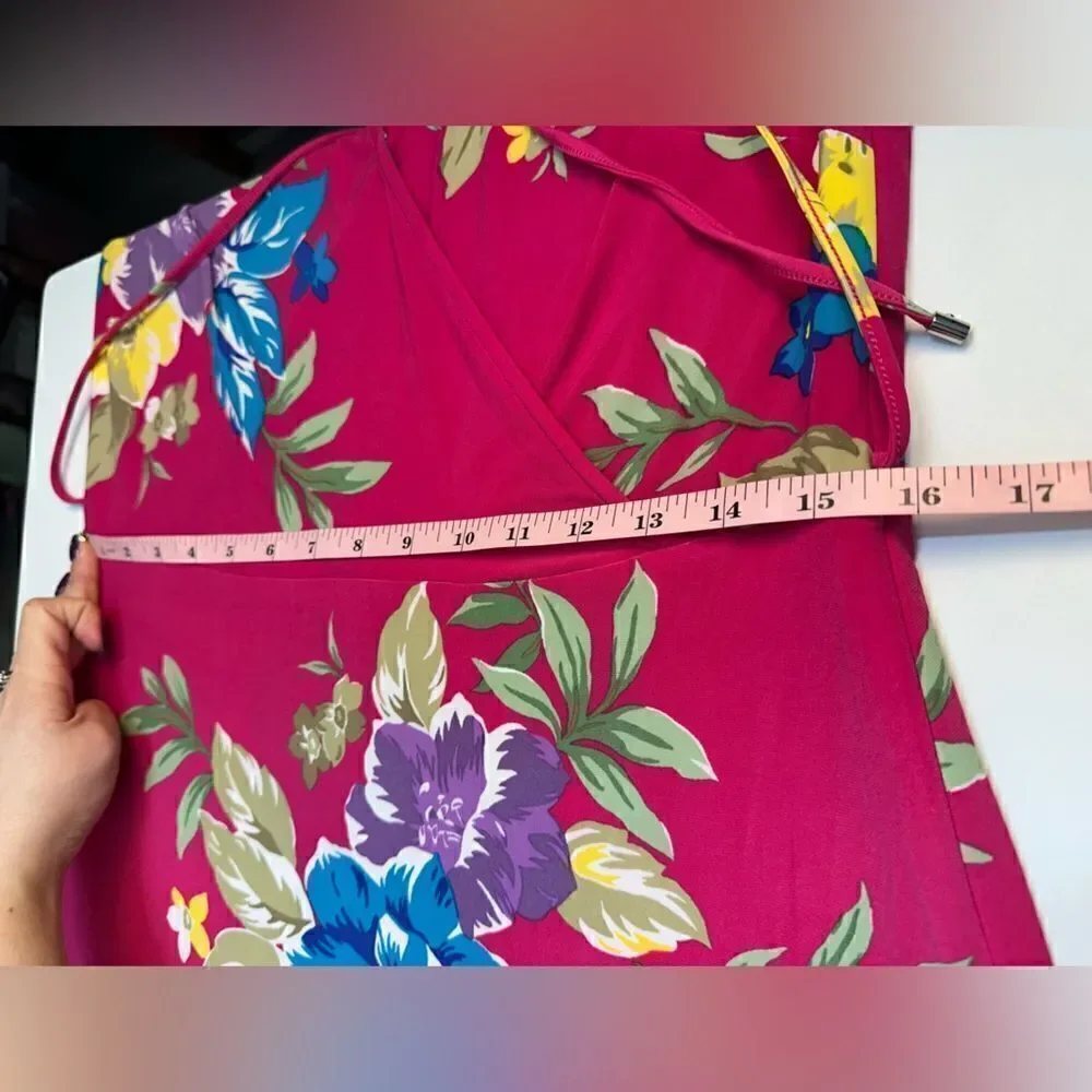 NWT - LAUREN RALPH LAUREN FLORAL STRETCH JERSEY FAUX-WRAP DRESS -
